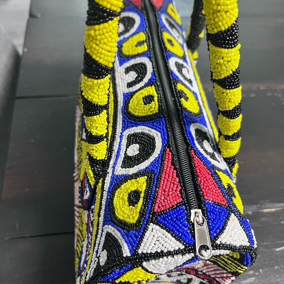 Sassy Jones Vibrant Red and Yellow Shoulder Bag - Picture 3 of 9